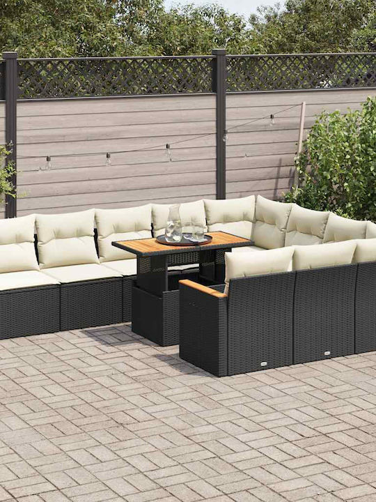 Garten- und Outdoor-Möbelsets 11 Stück Schwarz ...