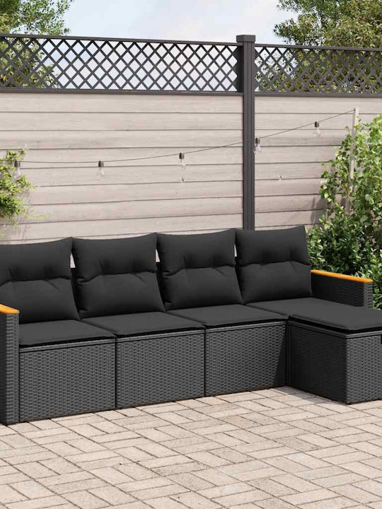 Corner Sofa Outdoor Rattan with Cushions 55x55x...
