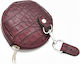 Round Croco Burgundy Hanging Hook Wallet 10cm