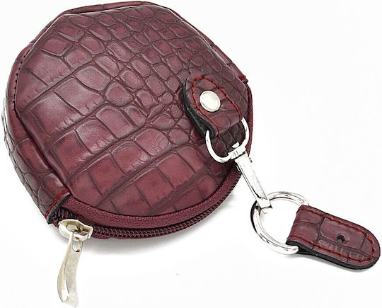 Round Croco Burgundy Hanging Hook Wallet 10cm