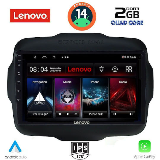 Lenovo Ηχοσύστημα Αυτοκινήτου για Jeep Renegade 2014> (Bluetooth/USB/AUX/WiFi/GPS/Apple-Carplay/Android-Auto) με Οθόνη Αφής 9"