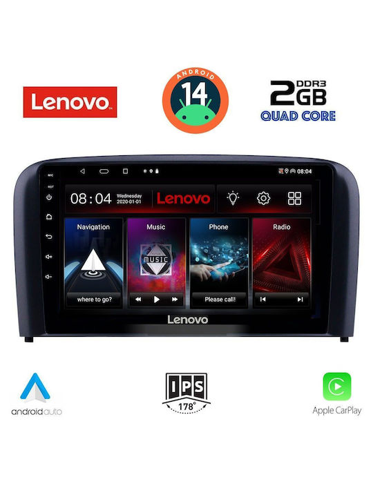 Lenovo Car Audio System for Volvo S80 1999-2006 (Bluetooth/USB/AUX/WiFi/GPS/Apple-Carplay/Android-Auto) with Touch Screen 9"