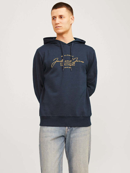 Jack & Jones Φούτερ με Κουκούλα Σκουρο Μπλε