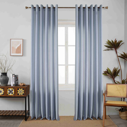 Homeone Perdea cu Capse Albastru deschis 280x270cm