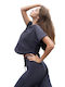 Γυναικείο Αθλητικό Crop Top Κοντομάνικο Fast Drying Ανθρακί