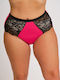 Hochtailliert Damen Slip mit Spitze Fuchsia