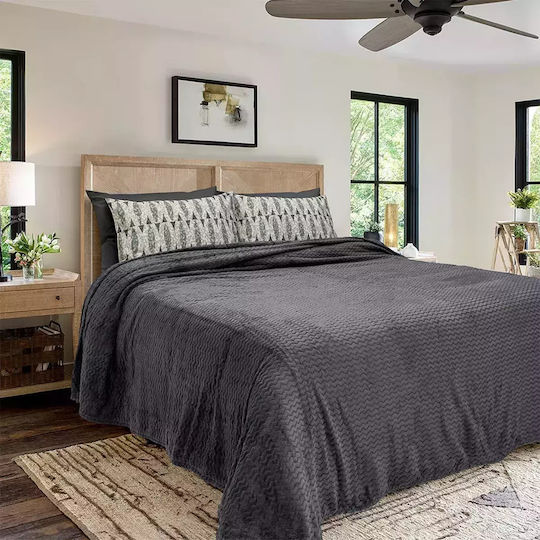 Lino Home Pelusa Κουβέρτα Fleece Μονή 160x220εκ. D.grey