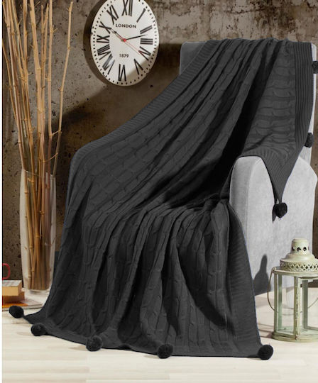 Saray Home Κουβέρτα Πλεκτή Μονή 150x210εκ. Μαύρο 28BLC