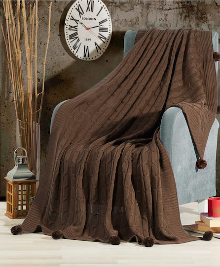 Saray Home Knitted Single Blanket 150x210cm Brown 28BR