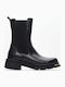 Leather Women's Chelsea Boots with Medium Heel Black