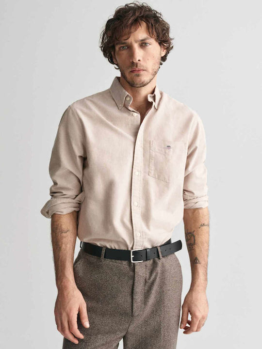 Gant Long-sleeved Cotton Shirt Warm Khaki