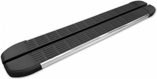 Side Step Set Supports Compatible Peugeot Boxer 2006-> Medium Body Sline Design Black Chrome Edge