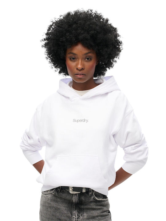 Superdry Ζακέτα White με Κουκούλα
