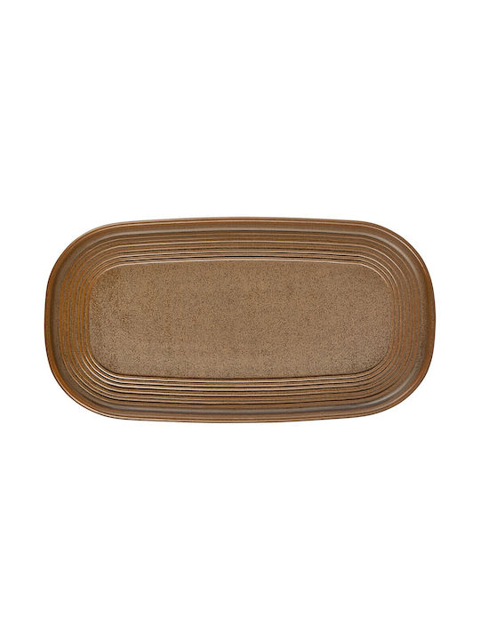 By Bone Serving Platter Oval made of Porcelain Brown 30x30cm