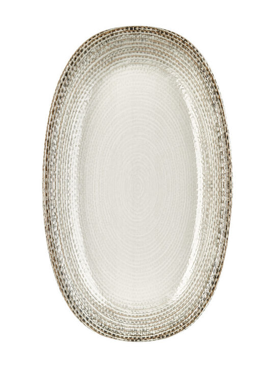 By Bone Serving Platter Oval made of Porcelain Beige 24x14cm
