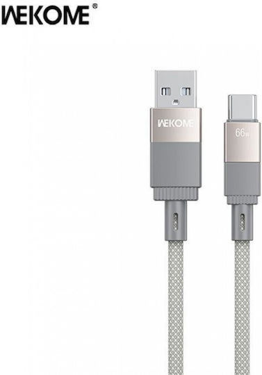 WK Wdc-45 Magnetic / Braided USB 2.0 Cable USB-C male - USB-A 66W PD Γκρι 1m