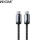 WK Wdc-35 Braided USB 2.0 Cable USB-C male - USB-C 65W PD Μαύρο 1m