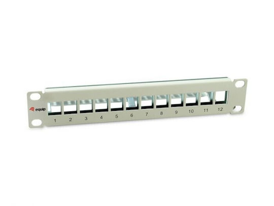 Equip Кийстоун пач панел за рафт 1U 10" 12 порта cat6a Сив