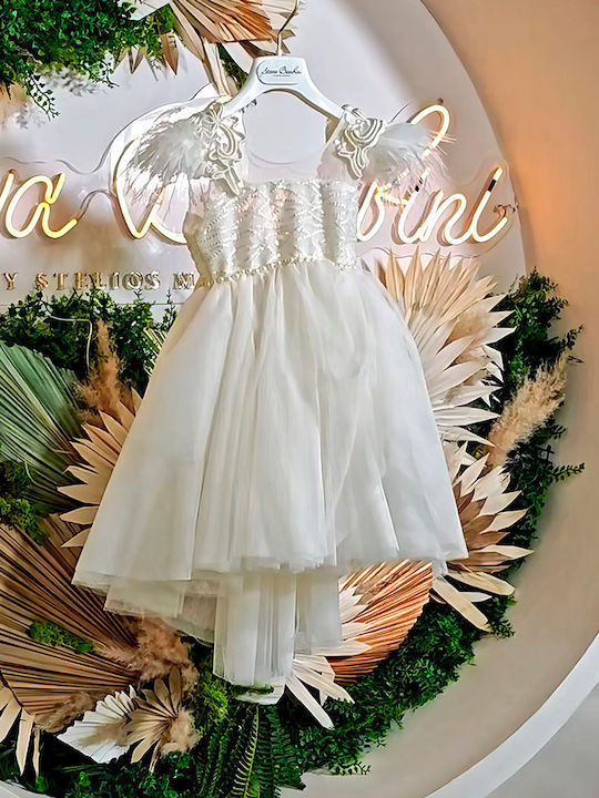 Stova Bambini Alb Rochie de Botez din Tulle