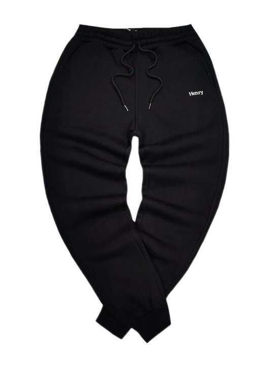 Henry Clothing Παντελόνι Φόρμας με Λάστιχο Μαυρο