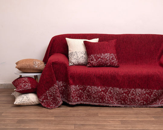 Viopros Armchair Throw Chenille 180x150cm Burgundy