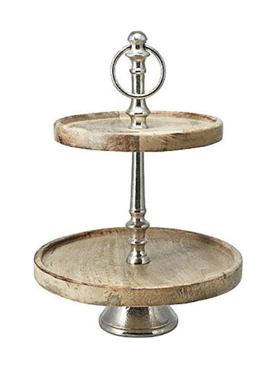 Zaros Μεταλλική Εταζέρα 2 Ορόφων Μπεζ Ø36cm Π25xΜ36cm