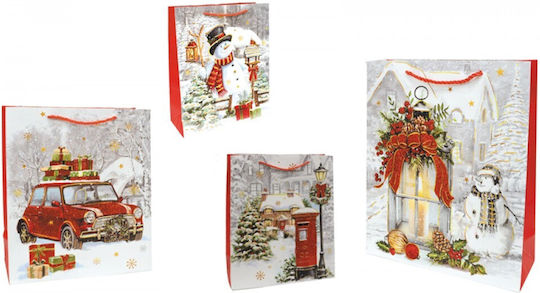 Коледни торбички червен брокат 18см X 23см X 10см 12 бр