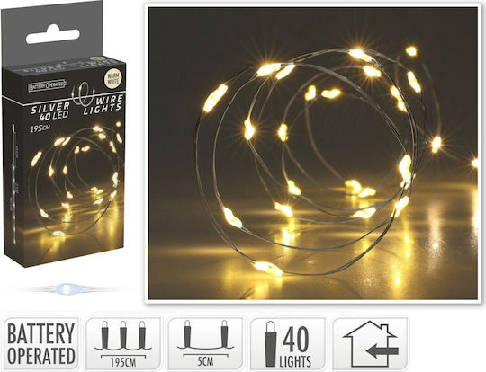 40 Λαμπάκια LED 1.95μ. Λευκά Μπαταρίας σε Σειρά