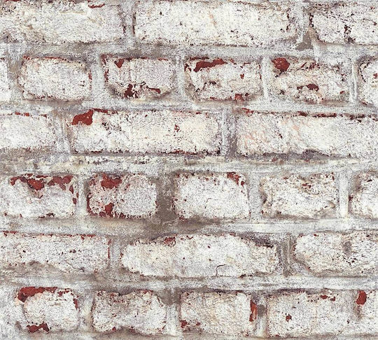 Wandbild Verblasster Ziegel Weiß Rot 362801 53cm x 10m