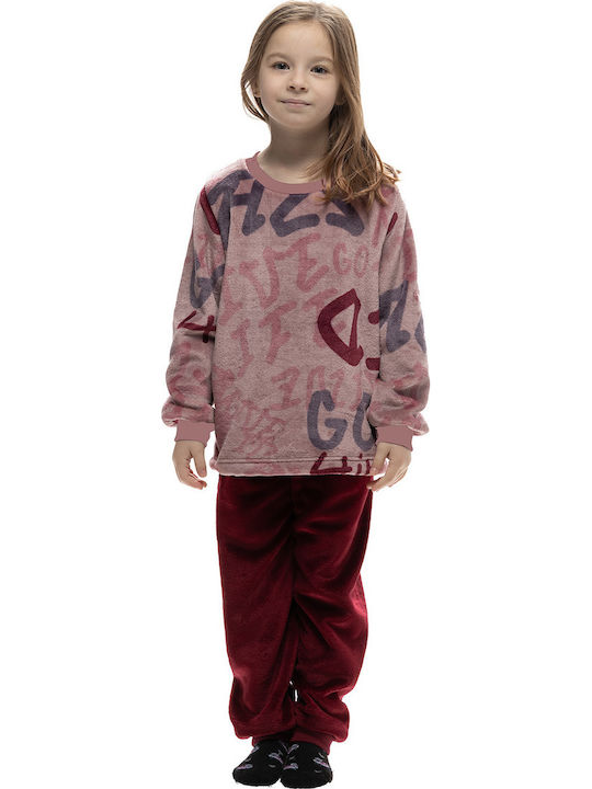 Galaxy Kids' Pajamas Winter Fleece Pink Who Runs