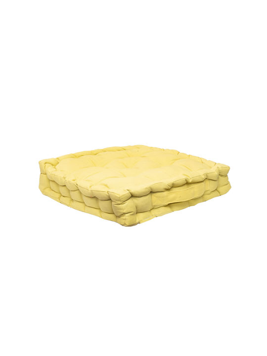 Viopros Floor Pillow 100% Cotton Yellow 40x40cm