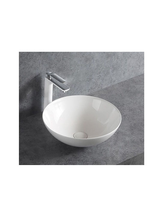 Sanindusa Aufgesetztes Waschbecken Porzellan 40x40cm White Glossy