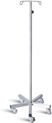 Schwerlast-Mobiler Infusionsständer D-69 mit 2 höhenverstellbaren Haken 150-280cm Traglast 30kg Edelstahl