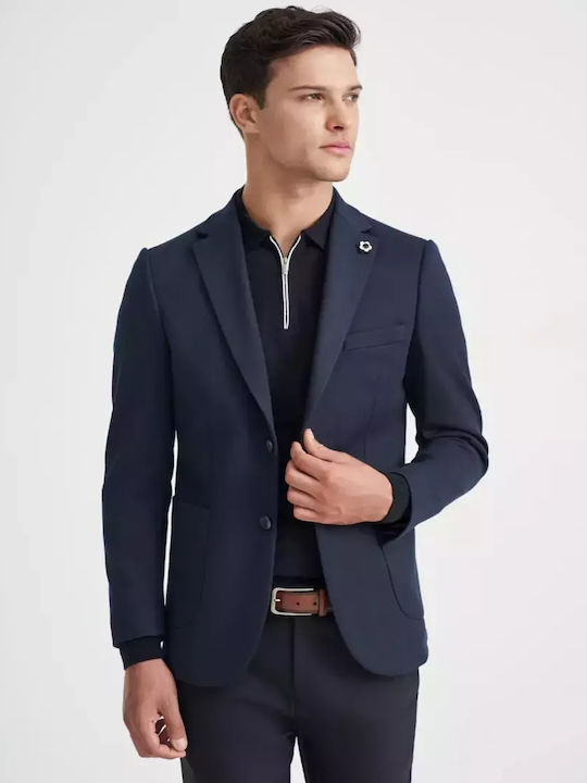 Monte Napoleone Men's Suit Jacket Regular Fit Blue