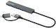Manhattan Hub 4 Θυρών USB 3.0 με σύνδεση USB-A / USB-C Γκρι