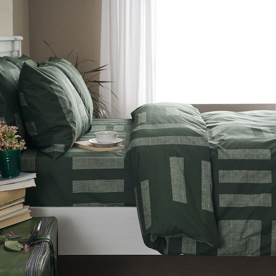 Charalambidis Textiles Sheet Single from Cotton & Polyester Green 160x260cm