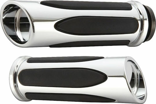 Arlen Ness Grip Closed Handlebars 25.4mm Length:14cm Deep Cut Throttle-by-wire Twist Throttle Hard 500-070 Silver Chrome
