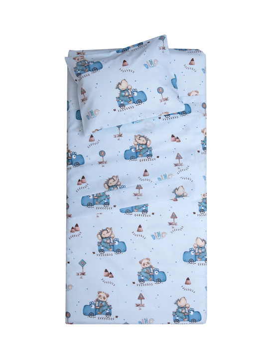 Viopros Сет Бебешка Долен Калъф с Калъфка за Възглавница Sam Sky 120x160см.