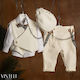 Baptism Suit for Boy Ecru-White 9302a Vinteli Vn-9302a
