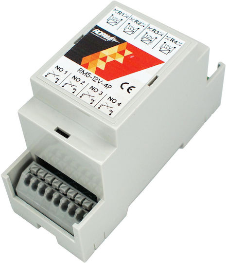 Releu pe șină DIN 2m 12VDC Bobină 4 X NO 5A/250V RM5-12V-4P