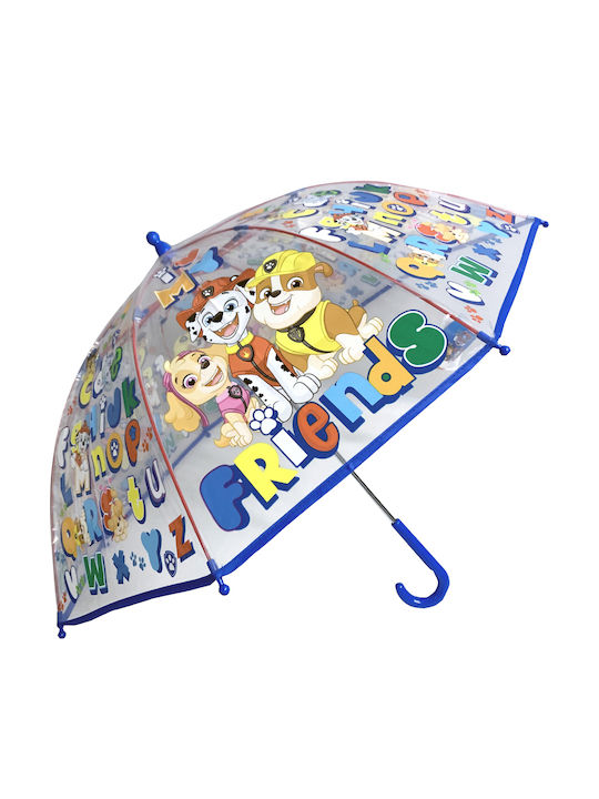 Paw Patrol Kids Curved Handle Umbrella with Diameter 45cm Transparent