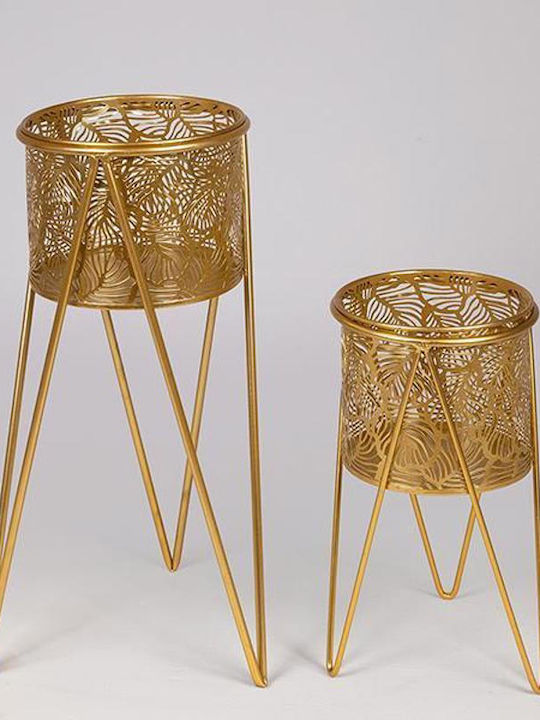 Planter Metal Gold with Stand 27x27x50cm.