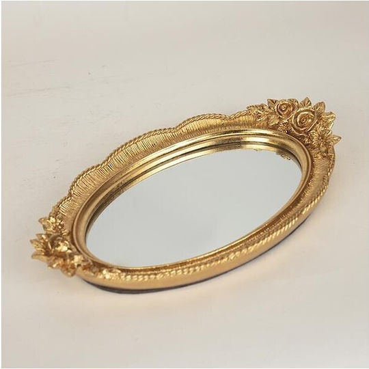Διακοσμητικός Δίσκος Polyresin Oval mit Spiegel 30x18.8x3.5cm 1Stück