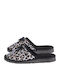 Leather Winter Women's Slippers Black