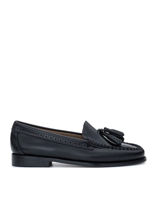 Leather Women's Loafers in Black Color