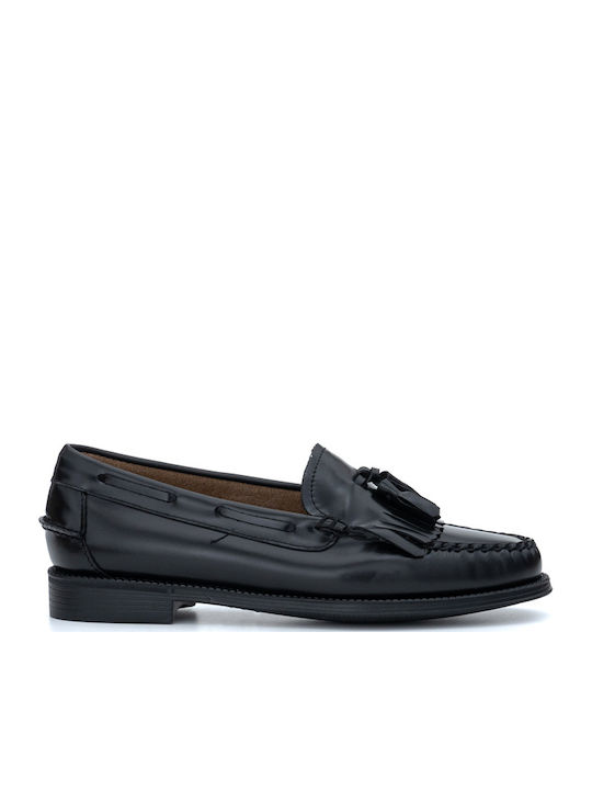 Leder Damen Loafers in Schwarz Farbe