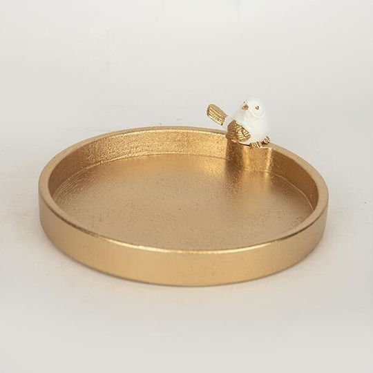 Wooden Decorative Platter Gold 22.4x21.3x6.7cm