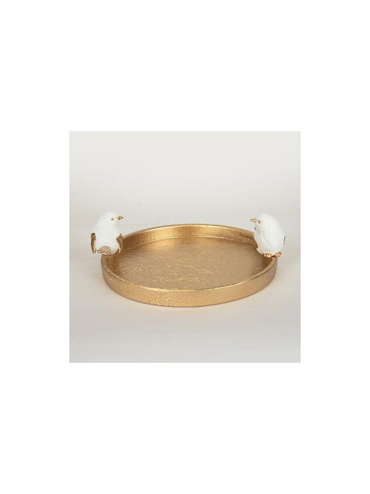 Wooden Decorative Platter Gold 30.9x28x9.5cm