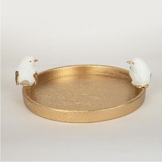 Wooden Decorative Platter Gold 30.9x28x9.5cm