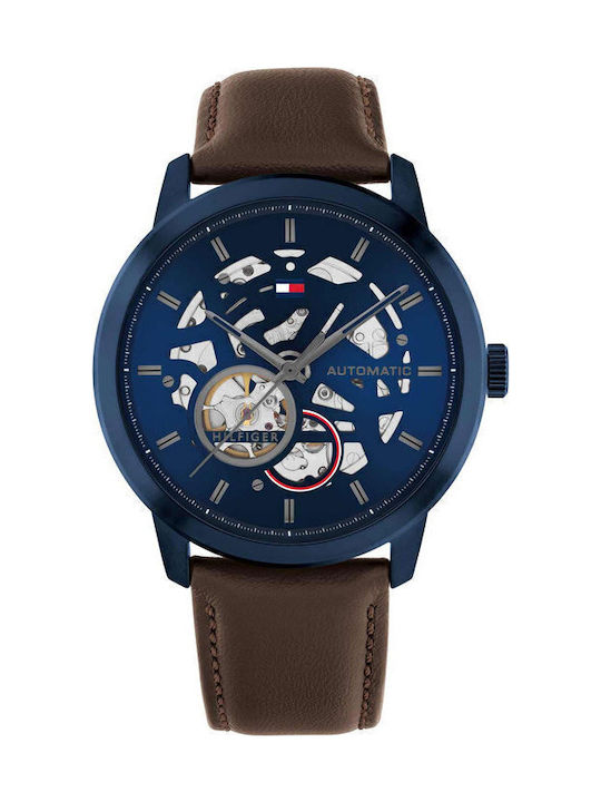 Lederarmband Tommy Hilfiger Herrenuhr Braun Leder Braune Tommy